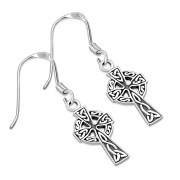 Celtic Cross Plain Sterling Silver Earrings, ep311